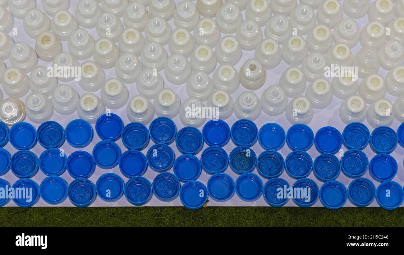 Screw Bottle Sport Caps Collection Plastic Recycle Stock Photo