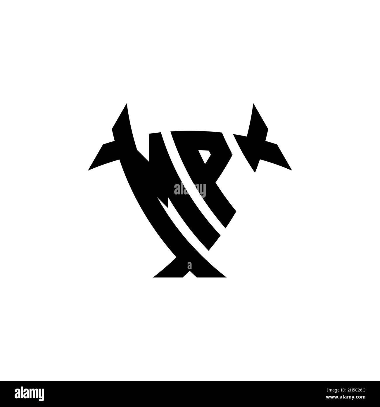 MP Monogram logo letter with triangle shield and circle shape style design on isolated background. Triangle monogram logo, shield monogram logo, trian Stock Vector