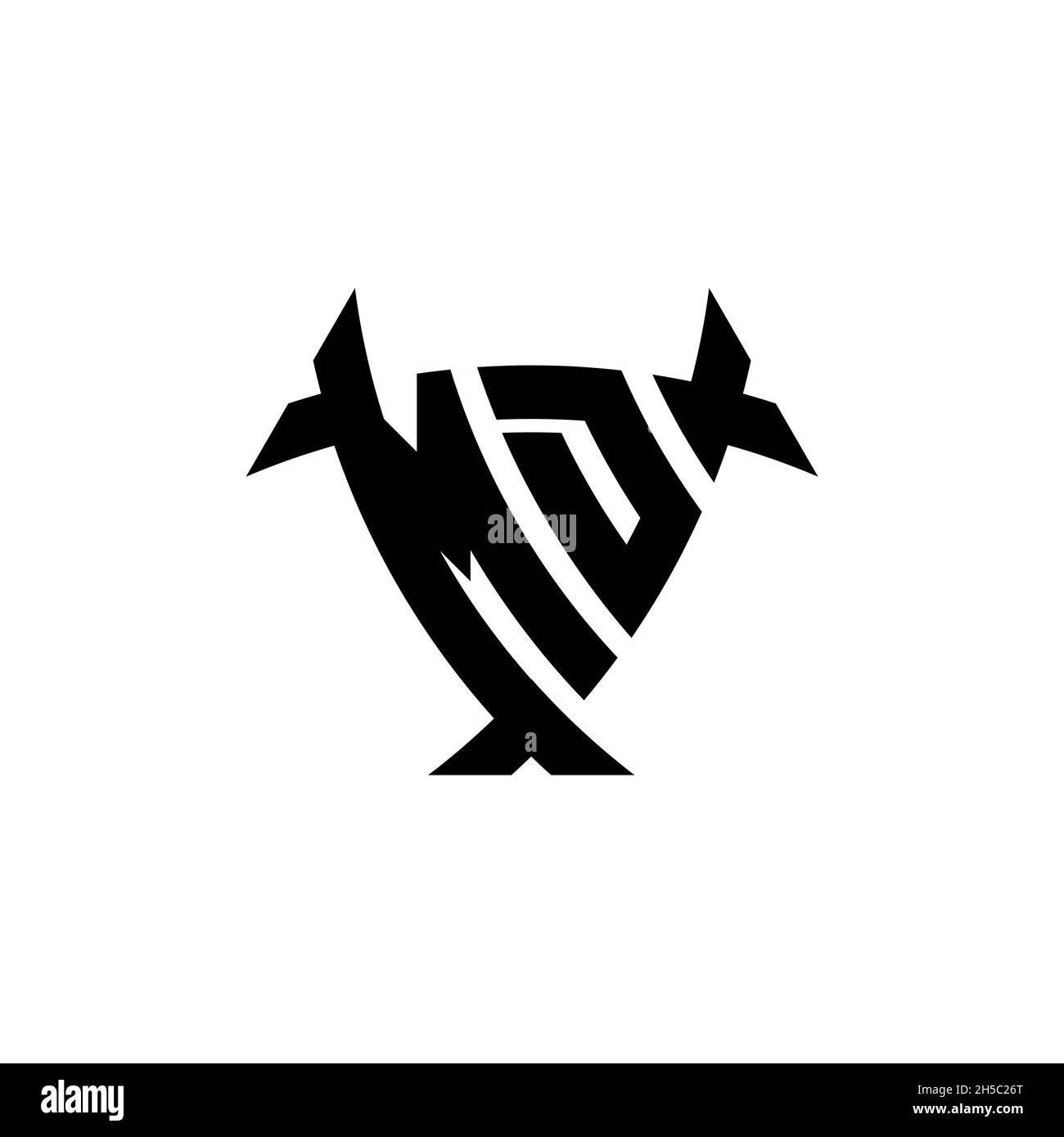 MD Monogram logo letter with triangle shield and circle shape style ...