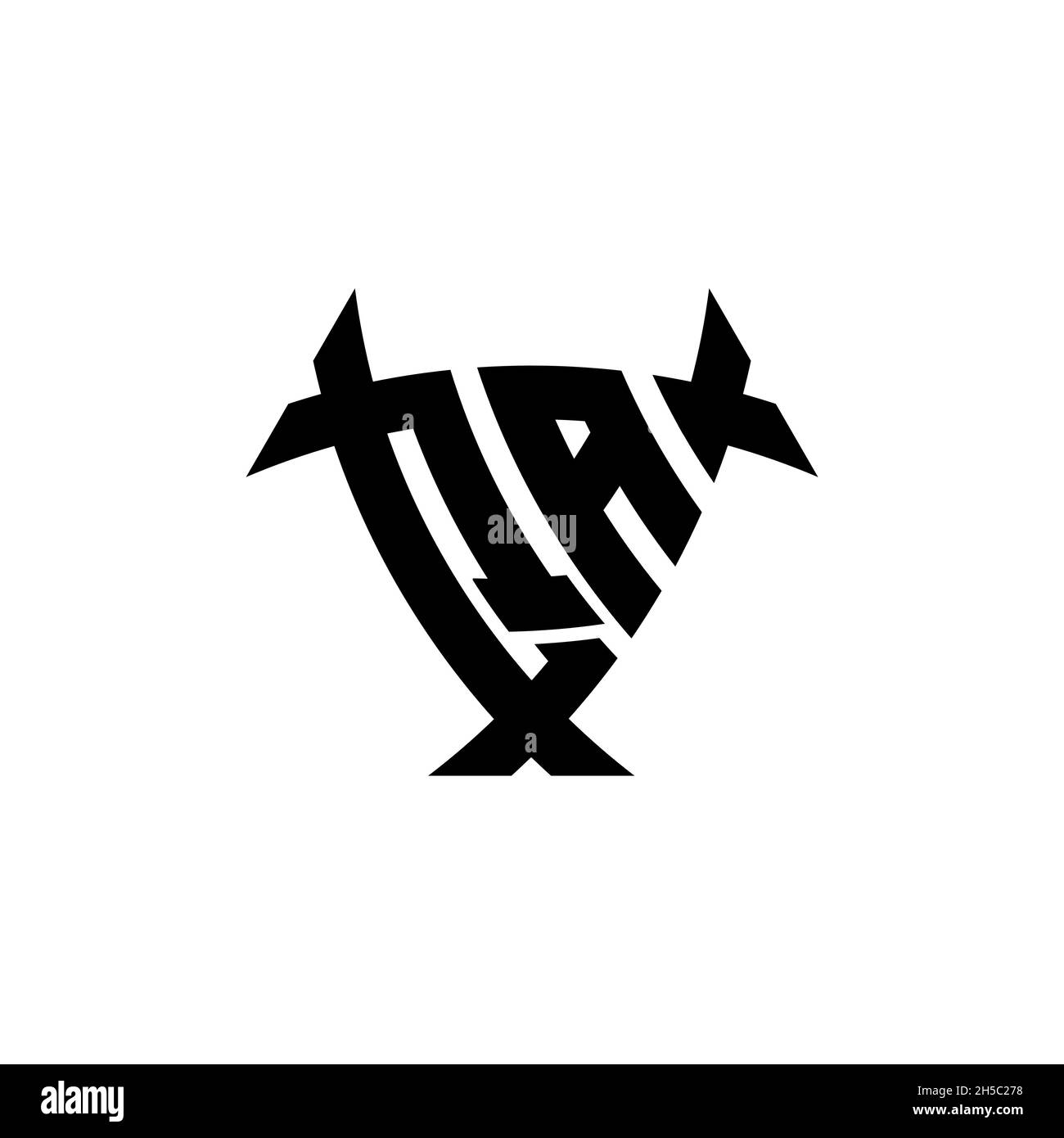 QA Monogram logo letter with triangle shield and circle shape style ...