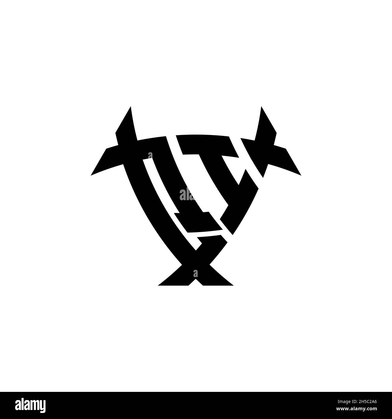 QI Monogram logo letter with triangle shield and circle shape style ...