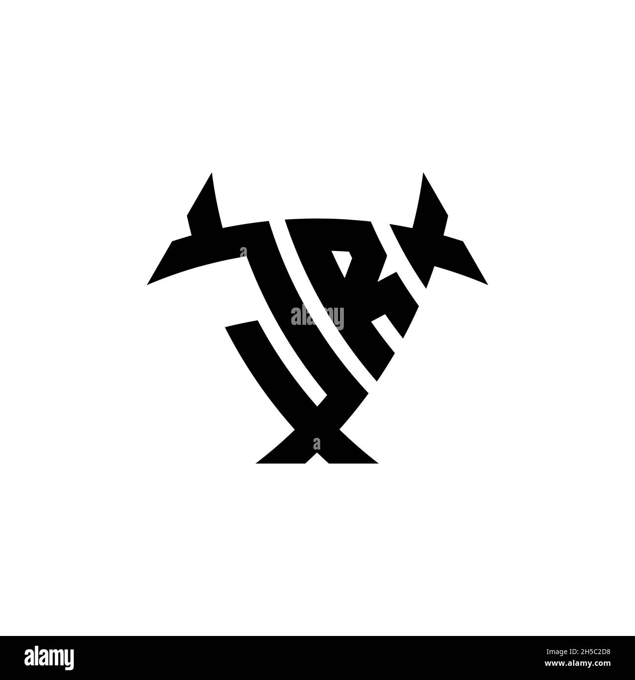 JR Monogram logo letter with triangle shield and circle shape style ...