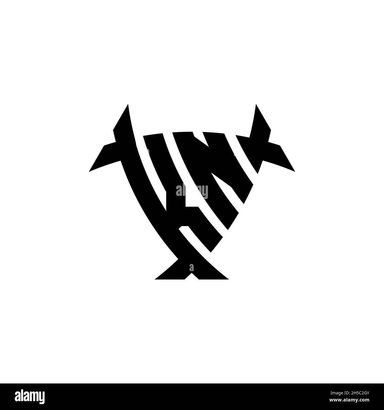 KN Monogram logo letter with triangle shield and circle shape style ...