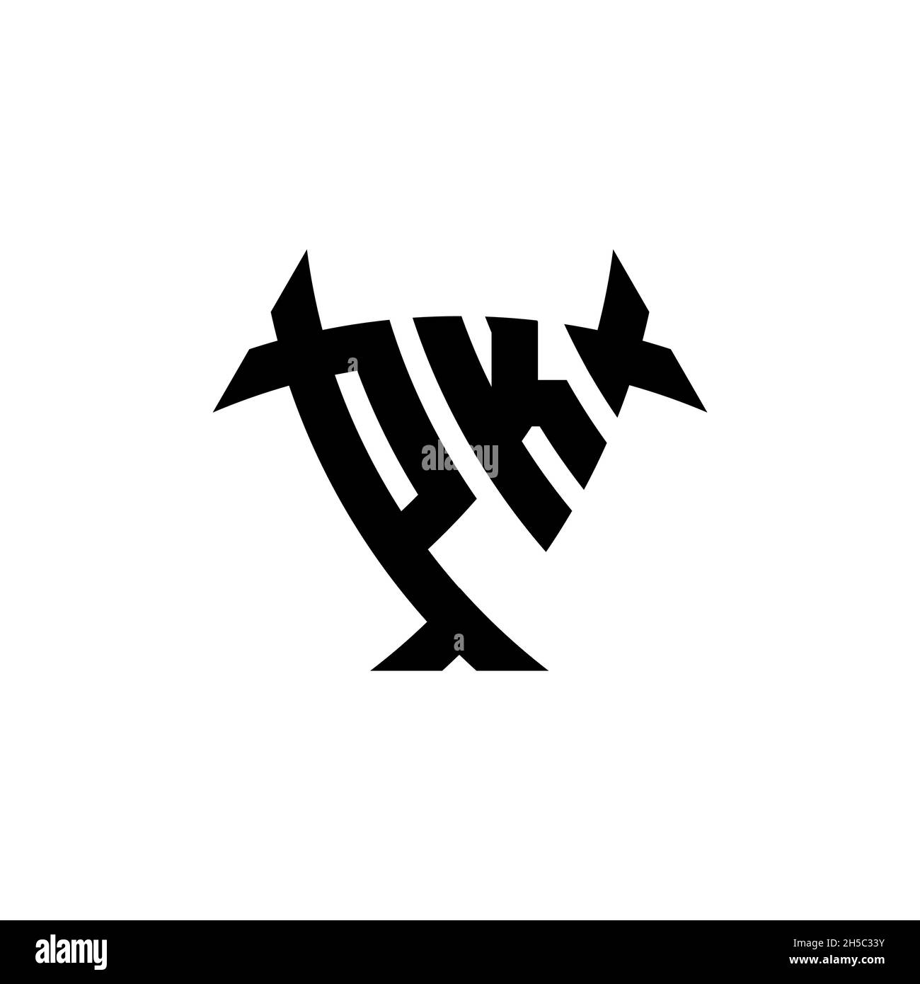 PK Monogram logo letter with triangle shield and circle shape style ...