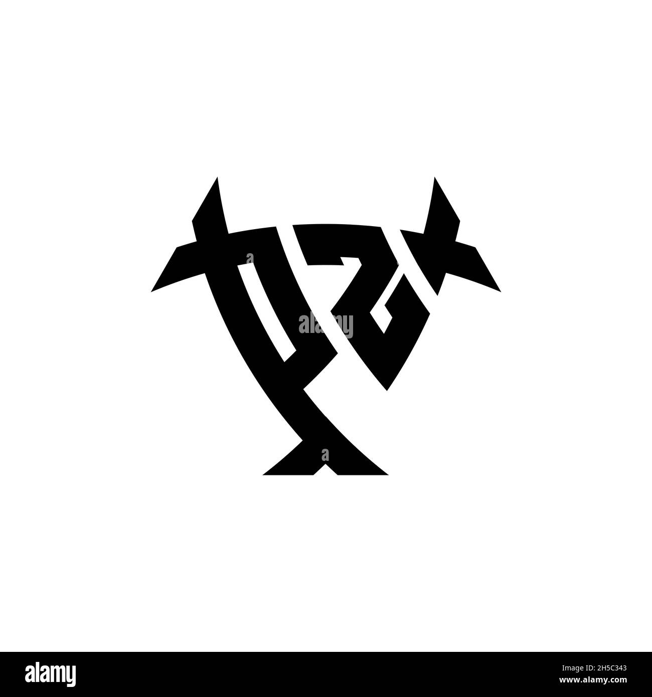 PZ Monogram logo letter with triangle shield and circle shape style ...