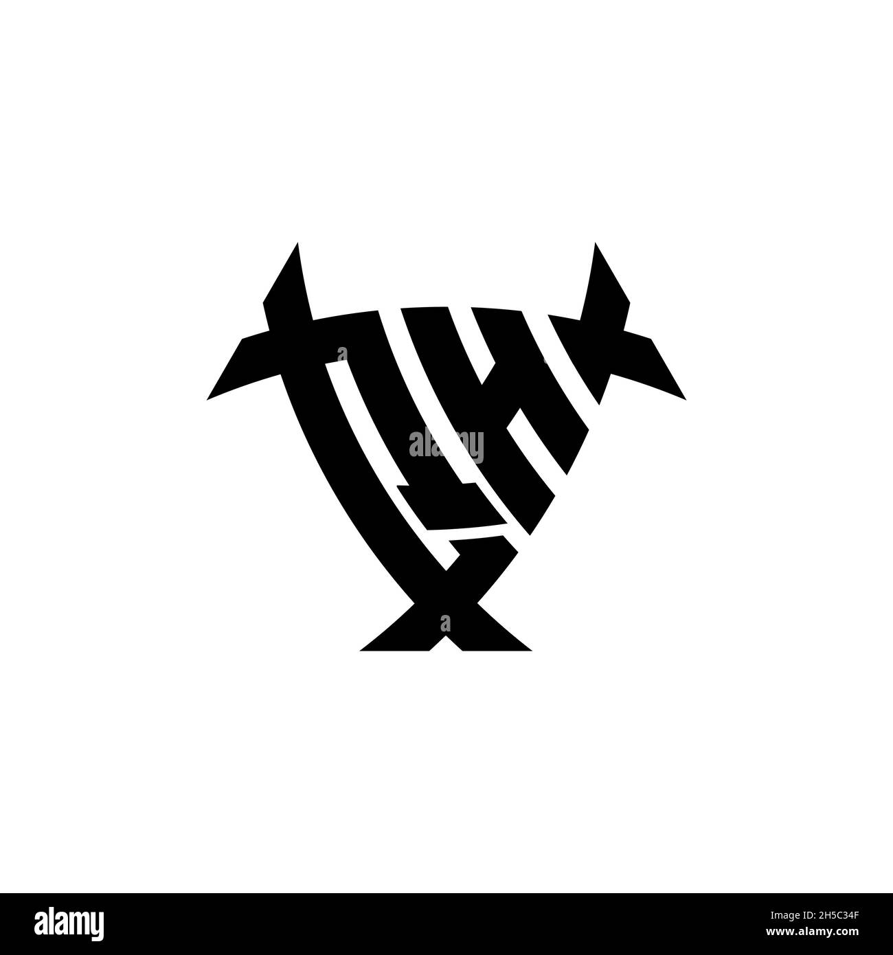 QH Monogram logo letter with triangle shield and circle shape style ...