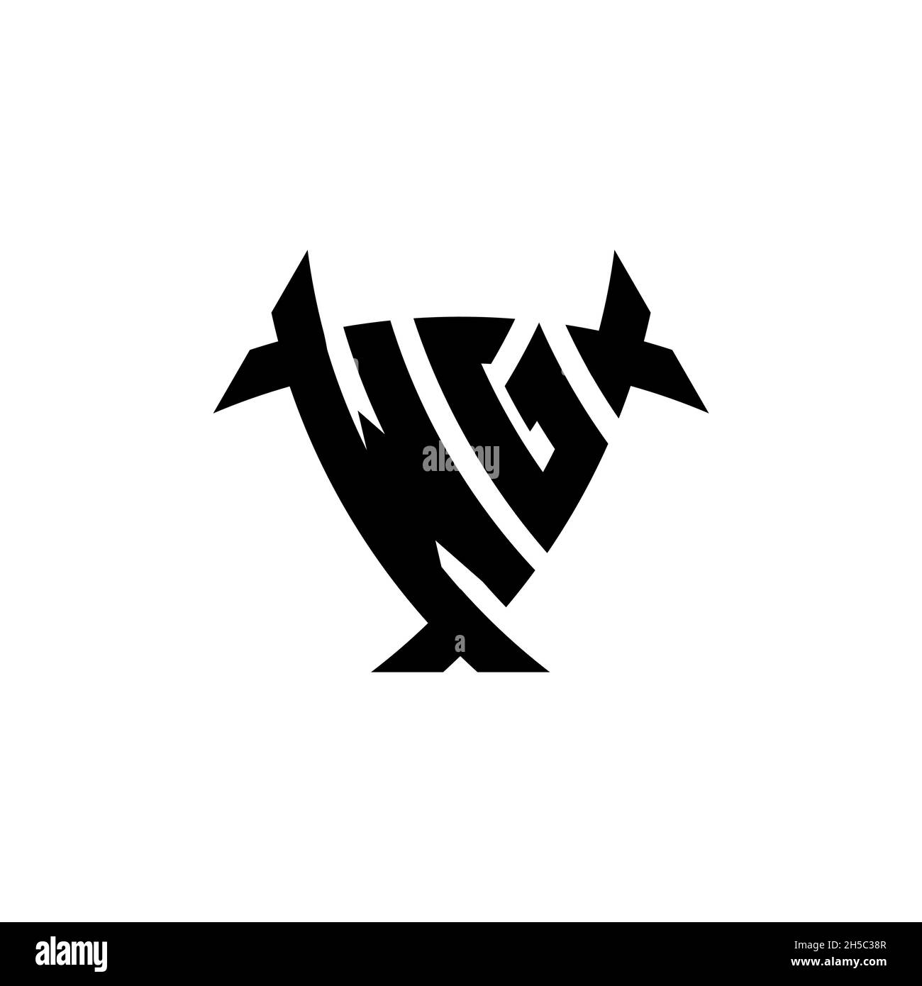 WG Monogram logo letter with triangle shield and circle shape style ...