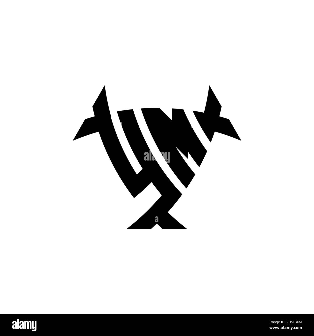 YM Monogram logo letter with triangle shield and circle shape style ...