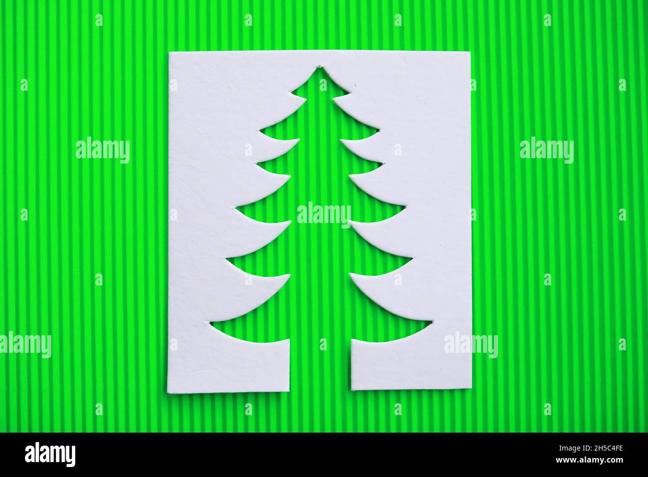 Christmas tree paper cutting design papercraft card. White, red and ...