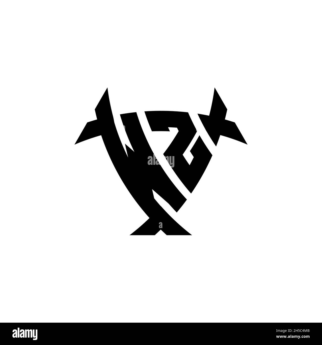 WZ Monogram logo letter with triangle shield and circle shape style ...