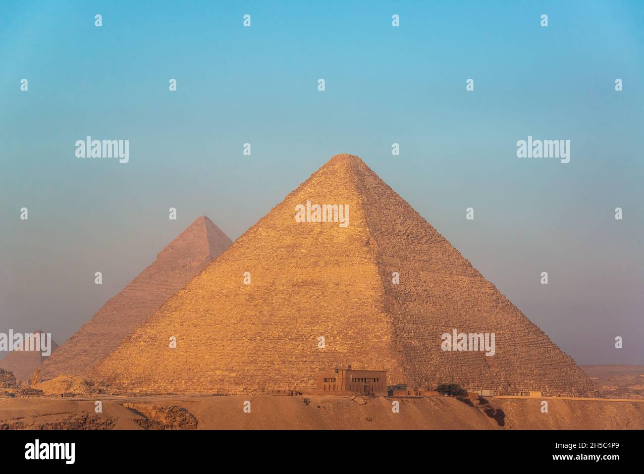 View of the Pyramids of Giza in Egypt Stock Photo