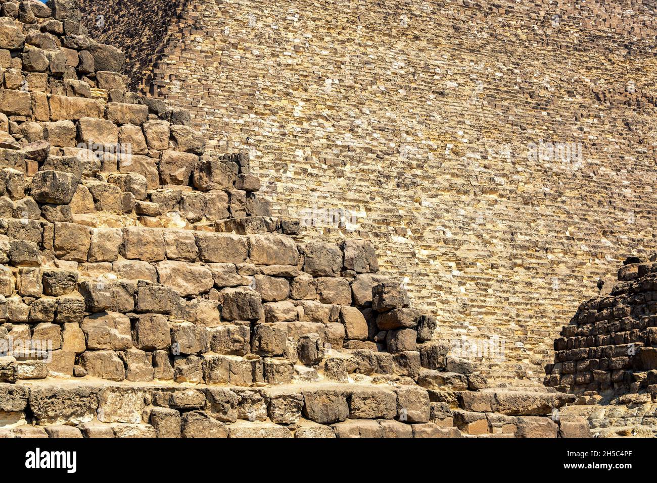 Closeup view of the Great Pyramid of Giza in Egypt Stock Photo