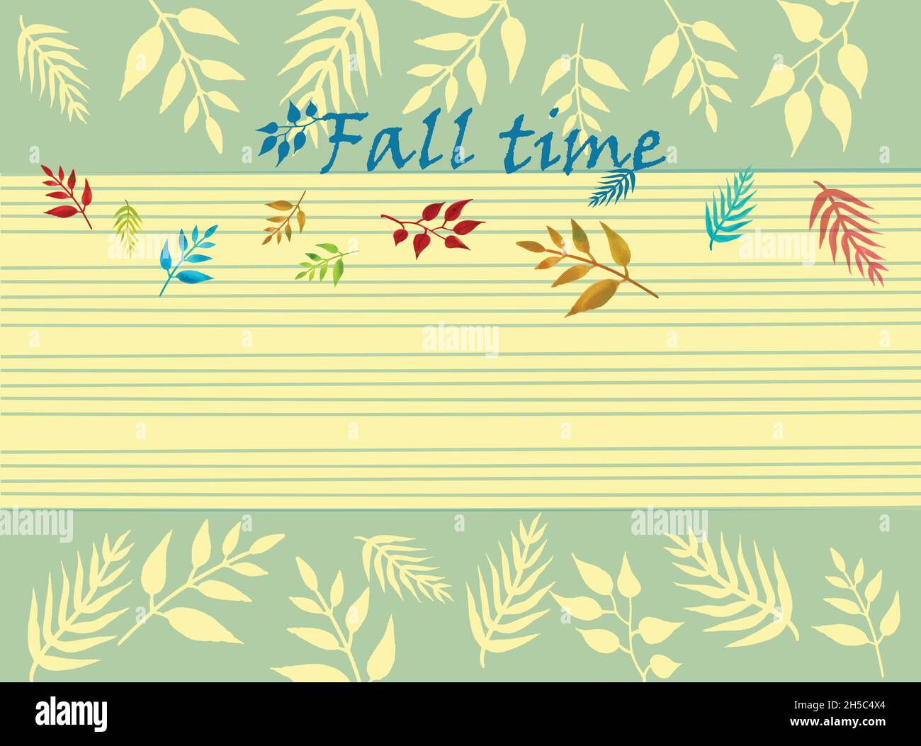 Fall leaves vintage vector card template Stock Vector