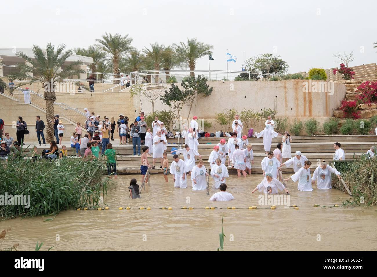 Qasr All-Yahud Israel Baptism Jordan River Near Bethany Betharaba Where John baptized Jesus. Stock Photo