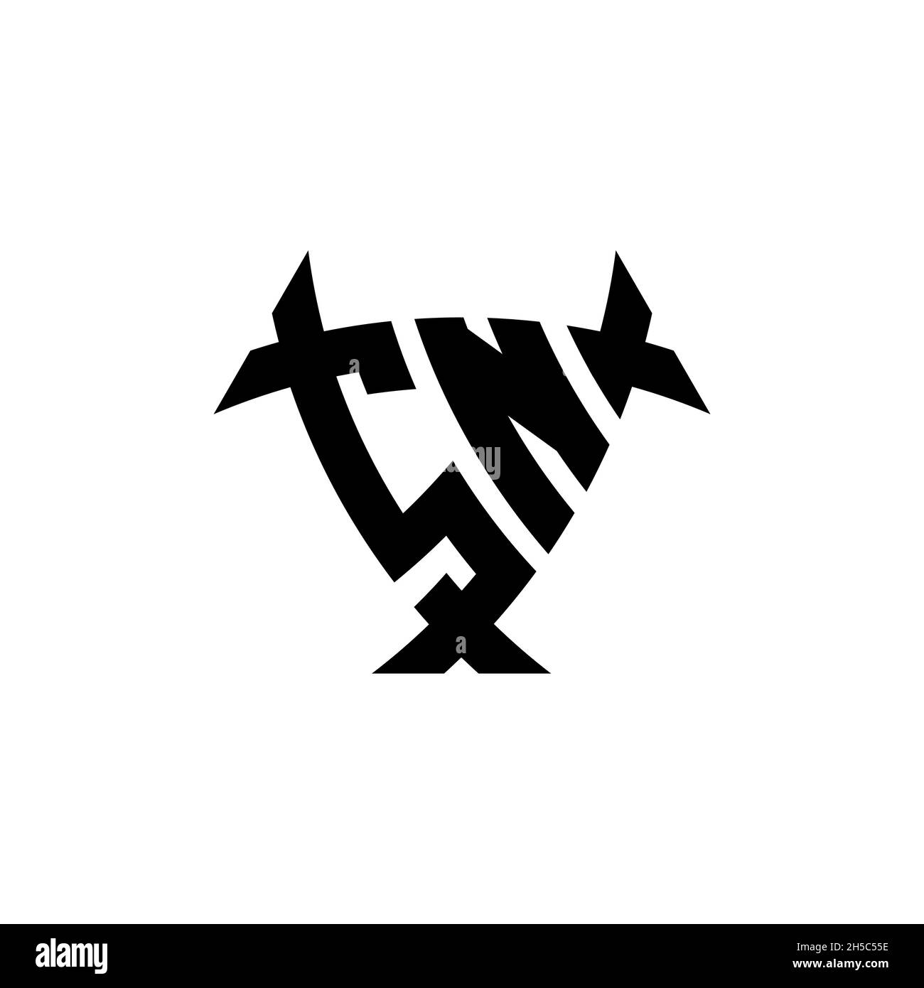 SN Monogram logo letter with triangle shield and circle shape style ...