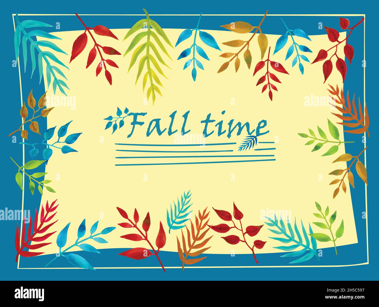 Fall leaves vector card template Stock Vector