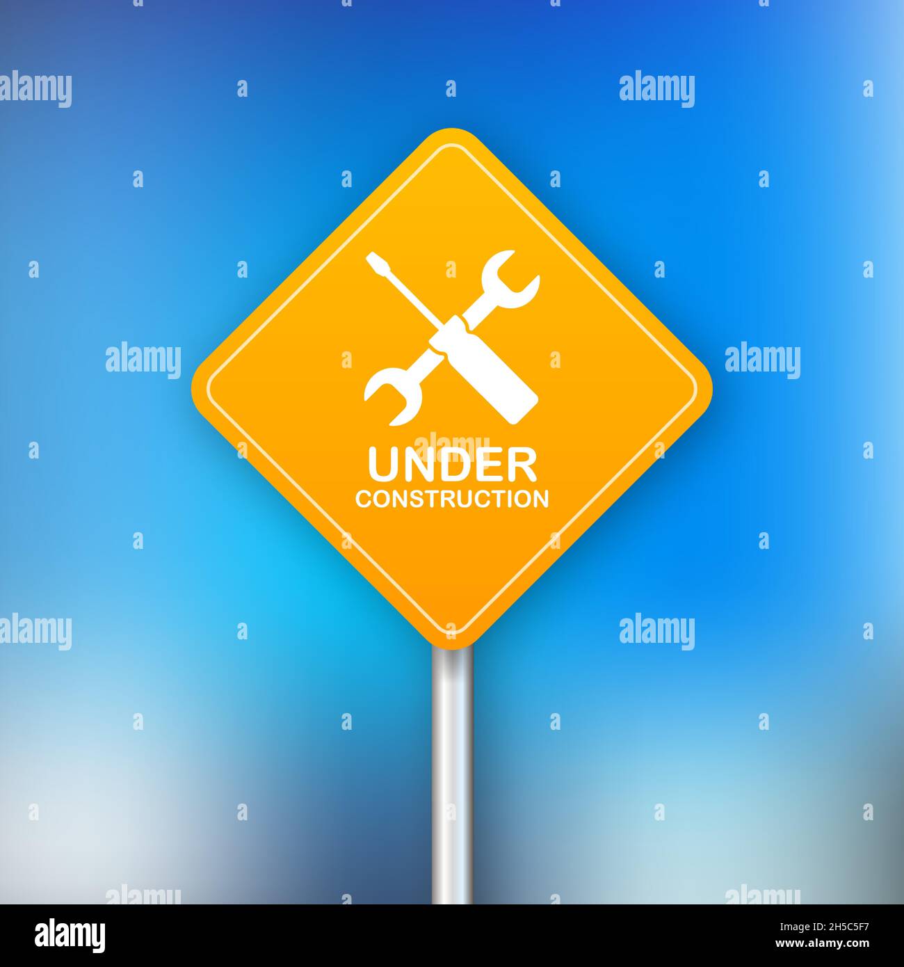 Under construction website page. Border stripe web. Vector stock illustration. Stock Vector