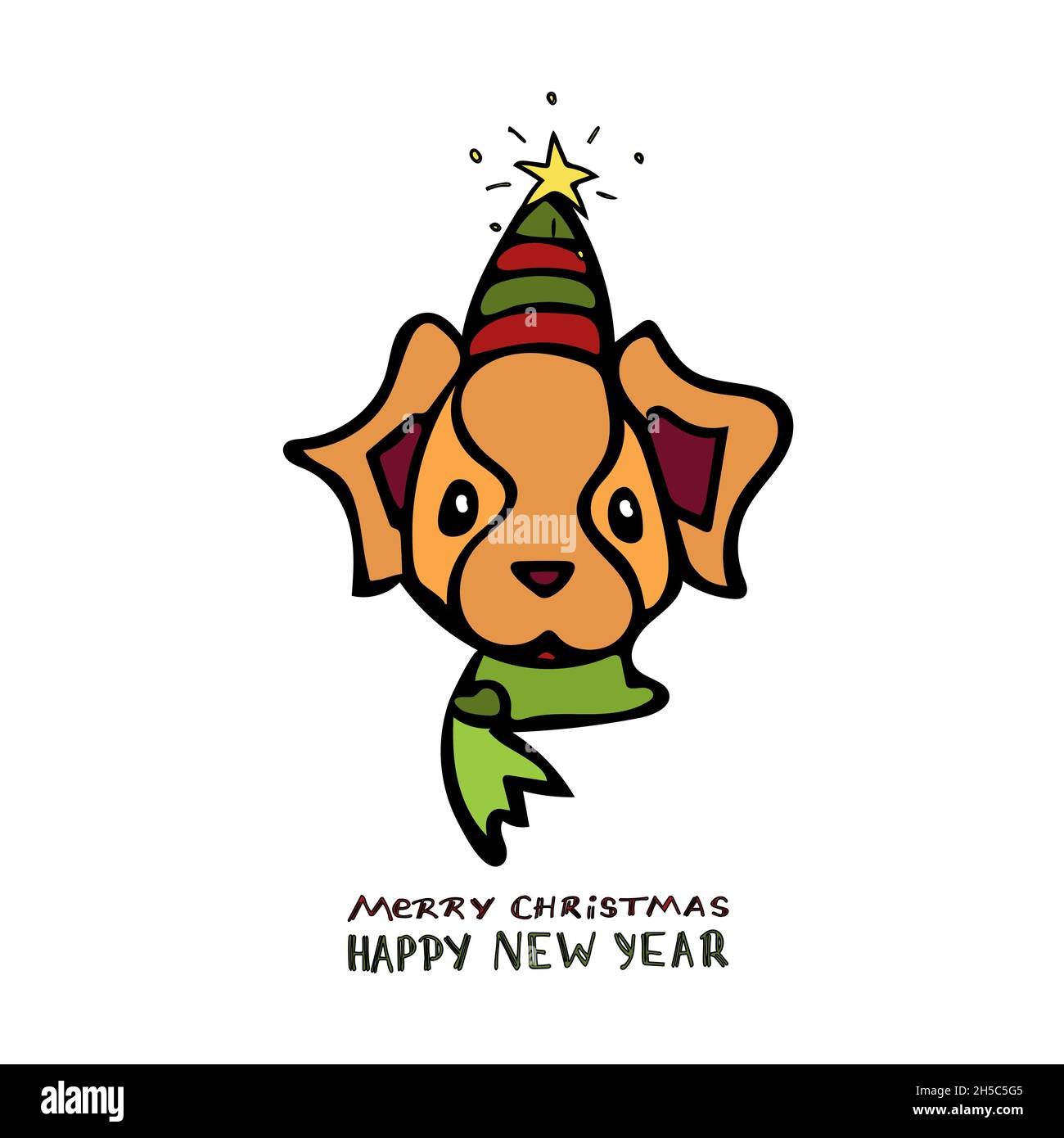Cartoon illustration dog christmas hat hi-res stock photography and ...