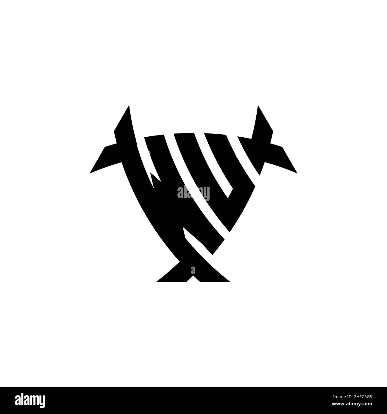 WU Monogram logo letter with triangle shield and circle shape style ...