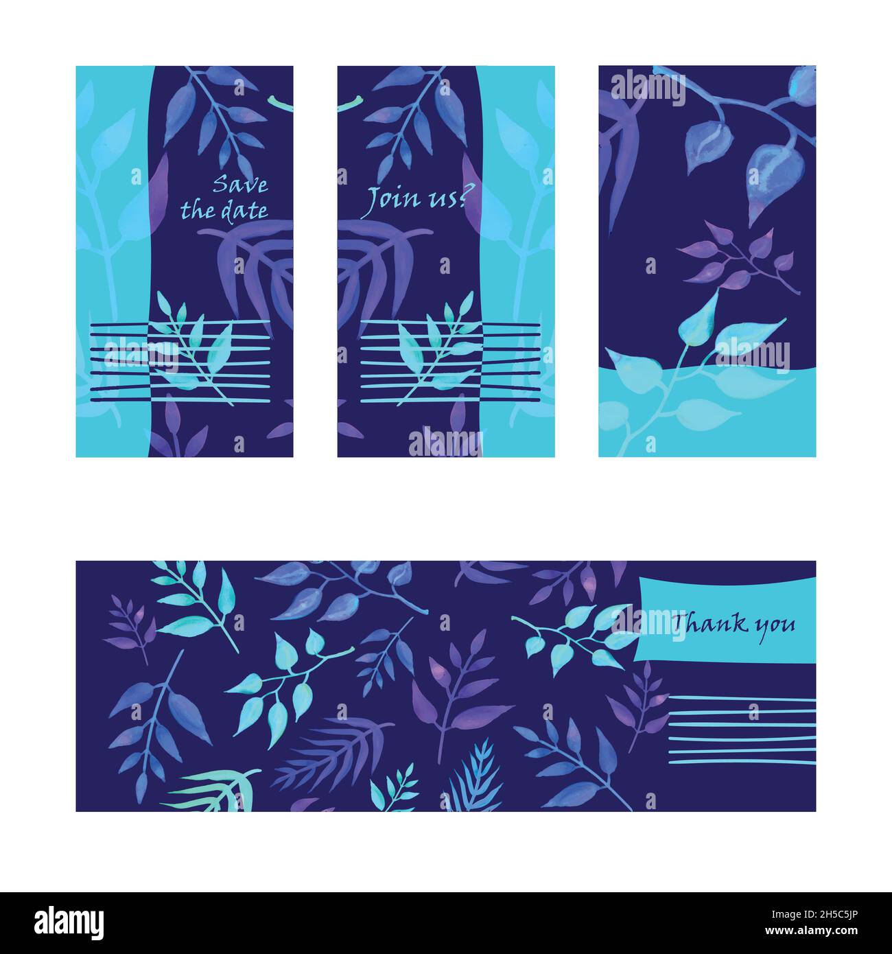 Night party tropical leaves vector card template Stock Vector