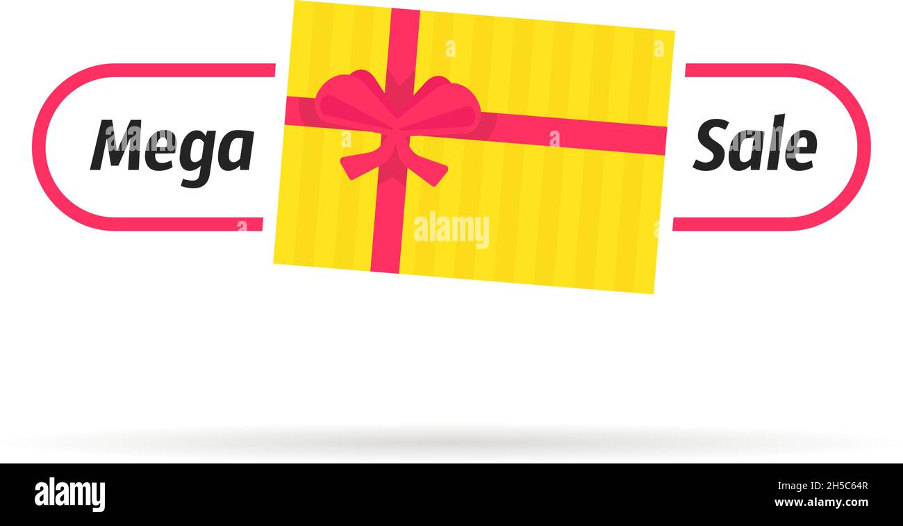 top view gift box like mega sale icon Stock Vector
