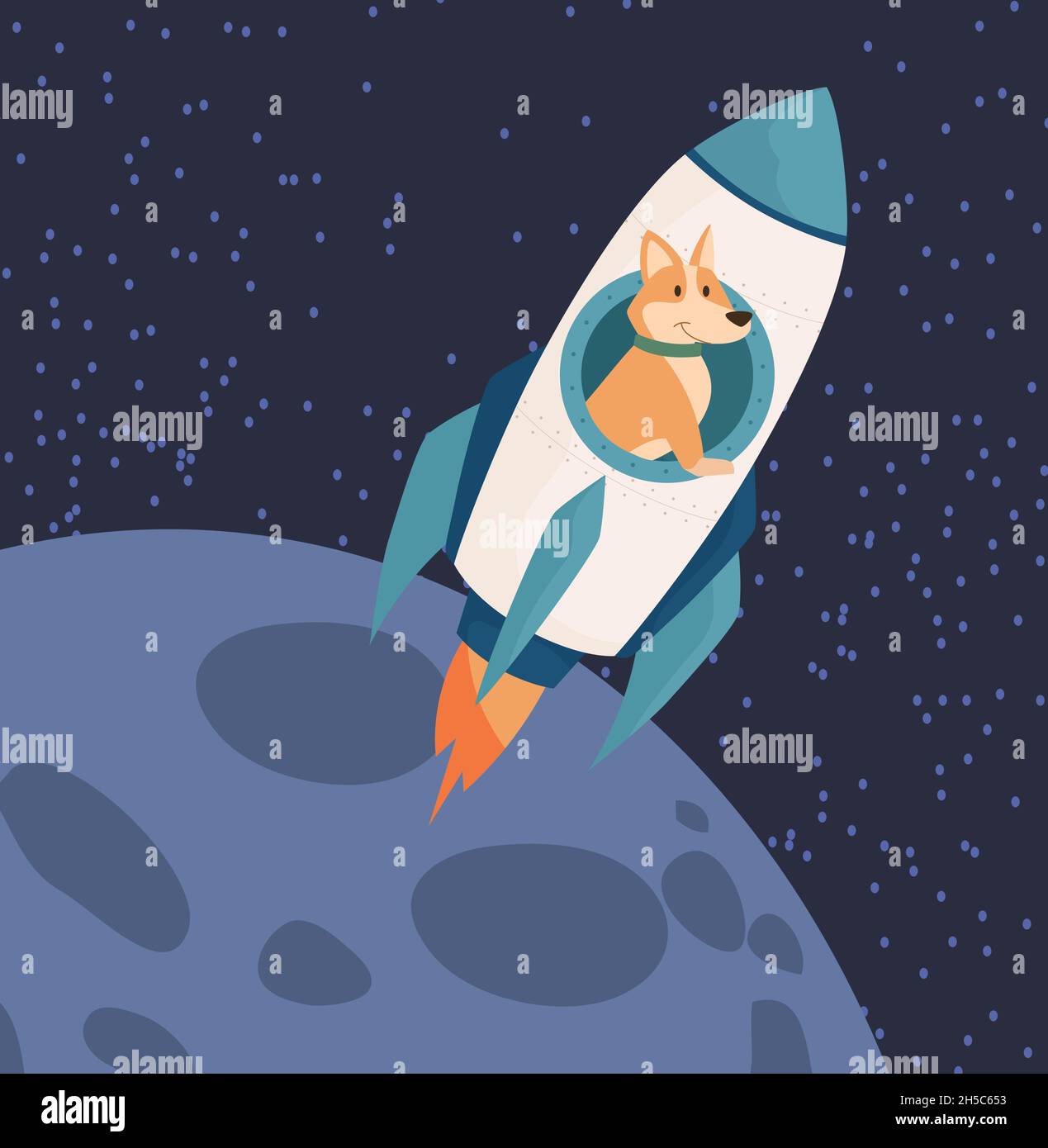 Dog Riding Rocket To Moon concept Stock Vector Image & Art Alamy