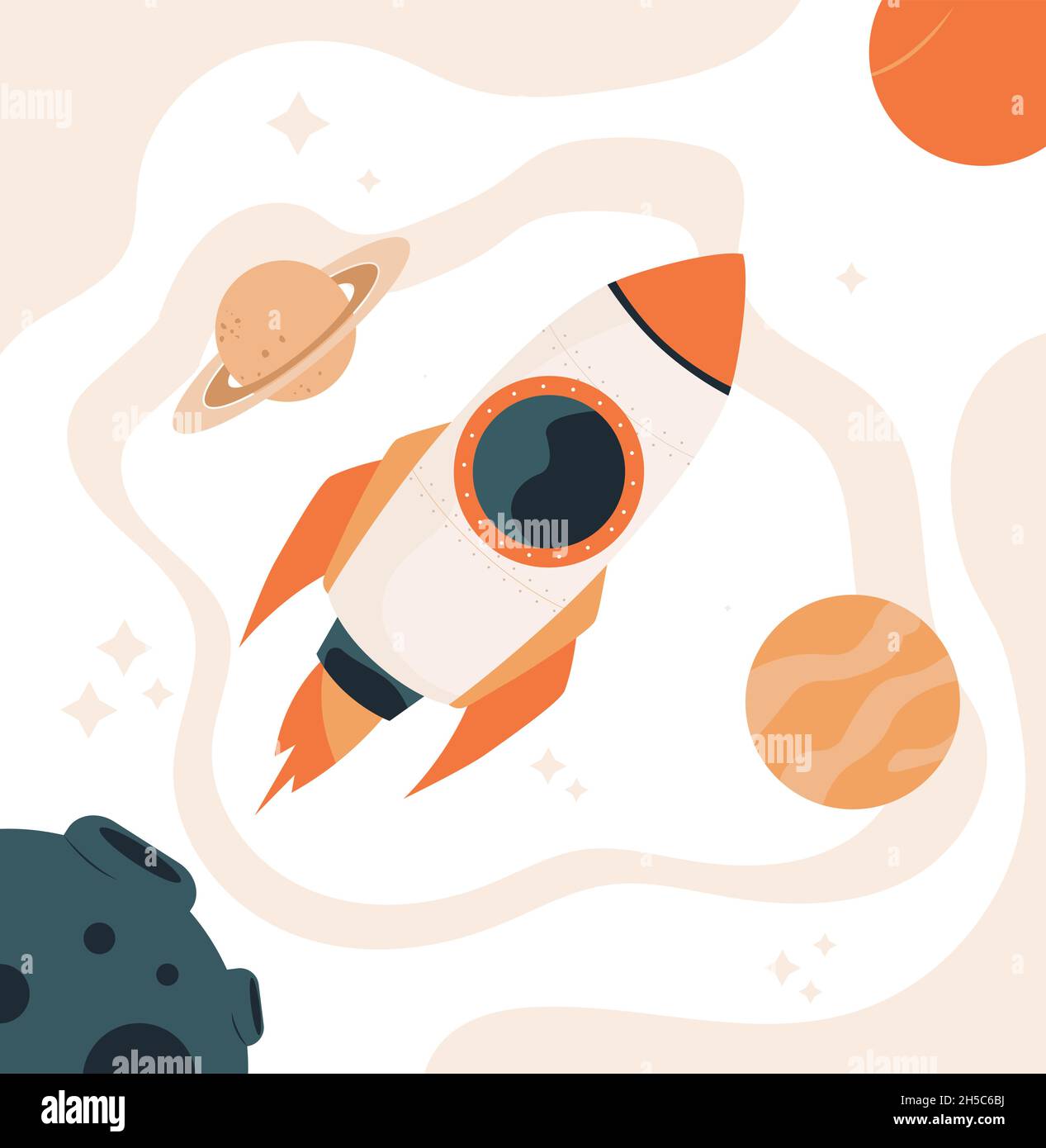 Rocket in space concept Stock Vector