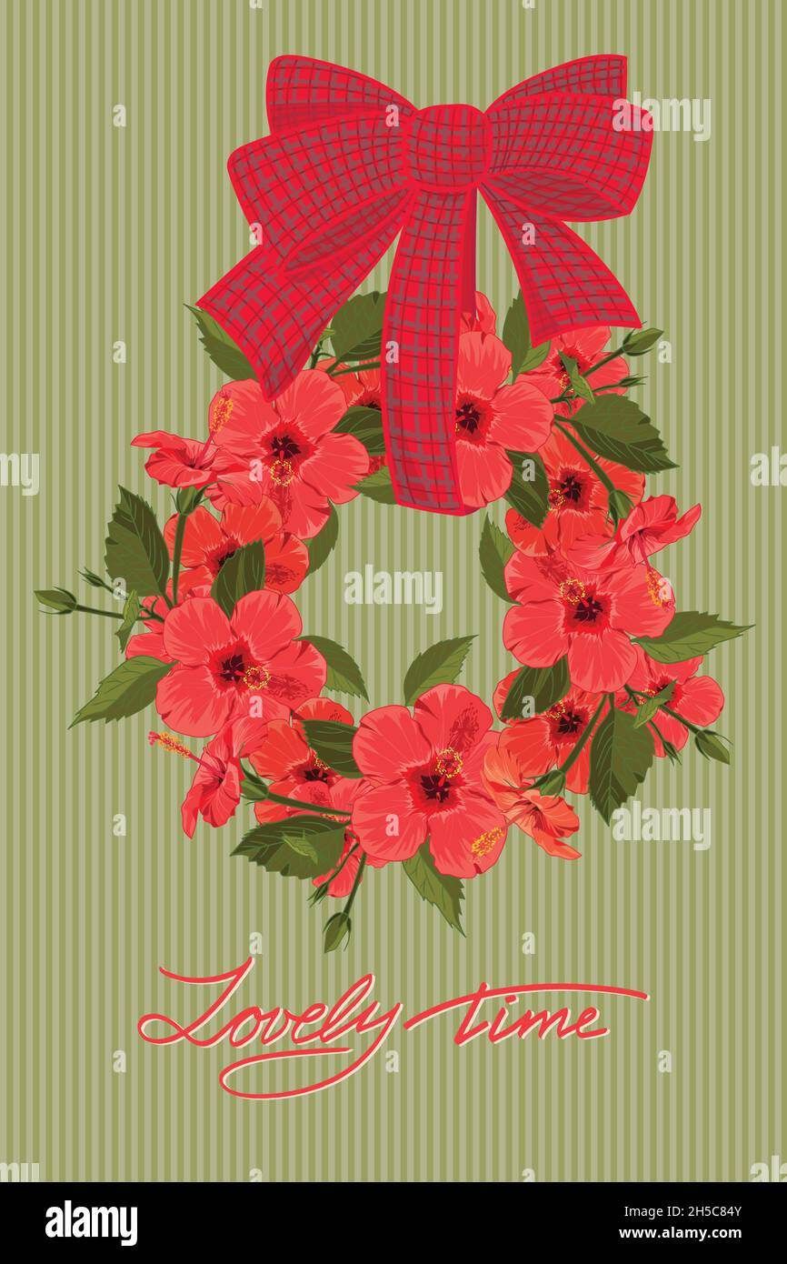 Greeting wedding card with flower wreath Stock Vector Image & Art - Alamy