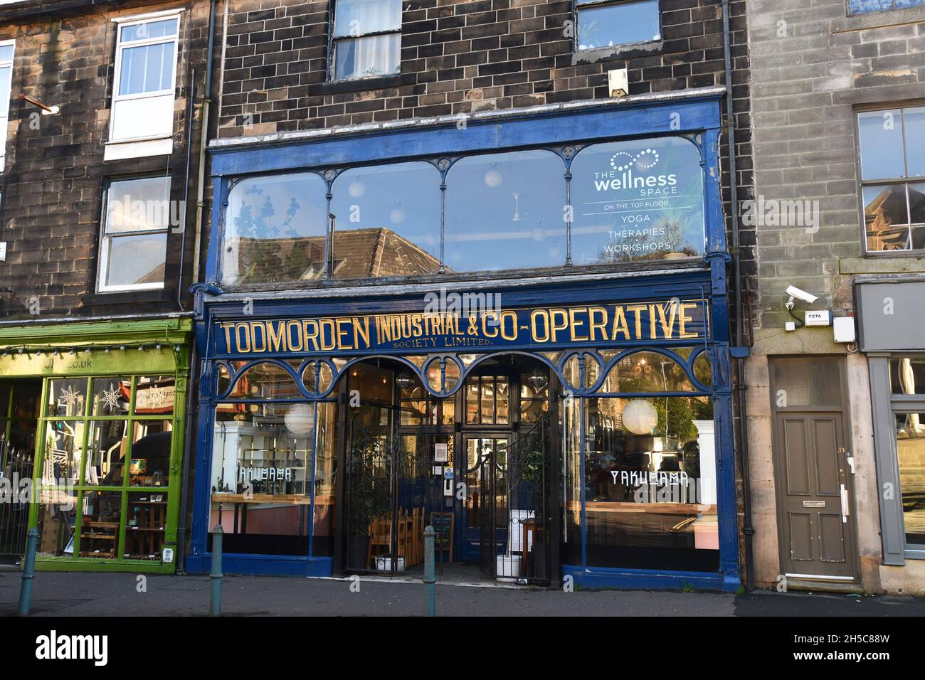 The old former Todmorden Industrial & Co-operative Society Limited shop in Todmorden, Yorkshire, Britain, Uk Stock Photo