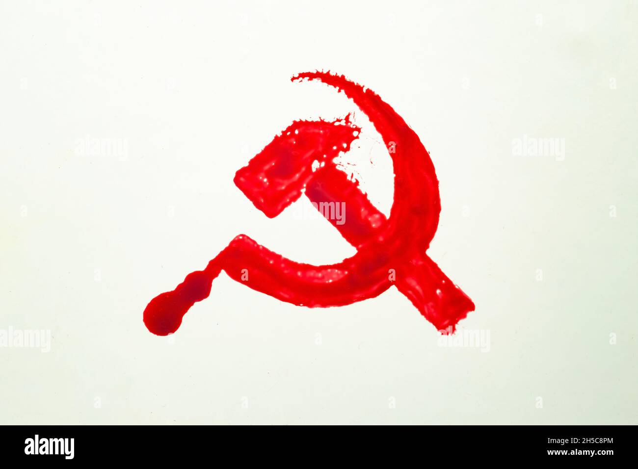 hammer and sickle , blood on white background Stock Photo