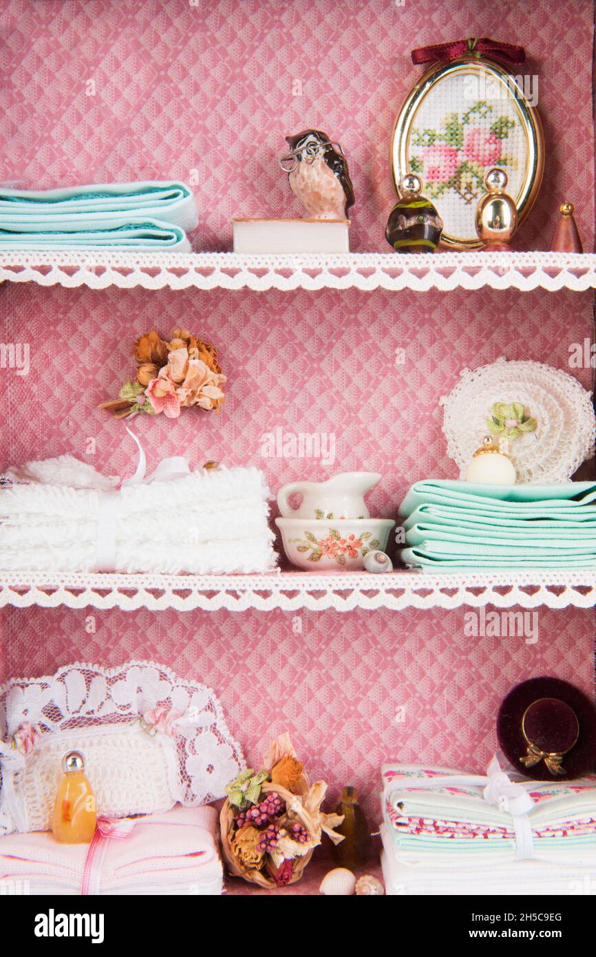 Vintage linen closet isolated over white background Stock Photo Alamy