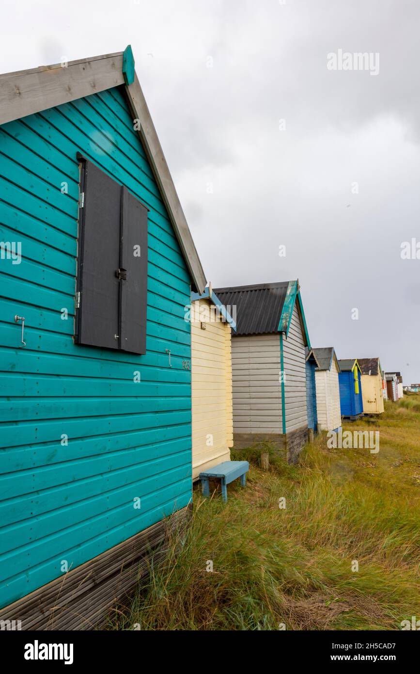 beach huts at heacham on the norfolk coast near hunstanton, colourful