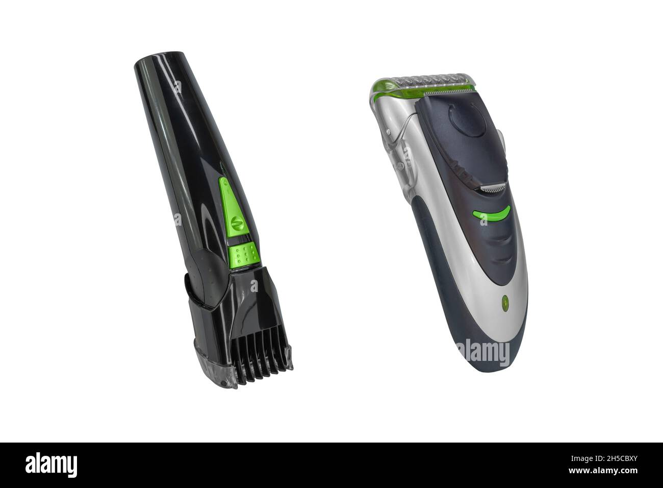 Electric shavers on isolated white background Stock Photo
