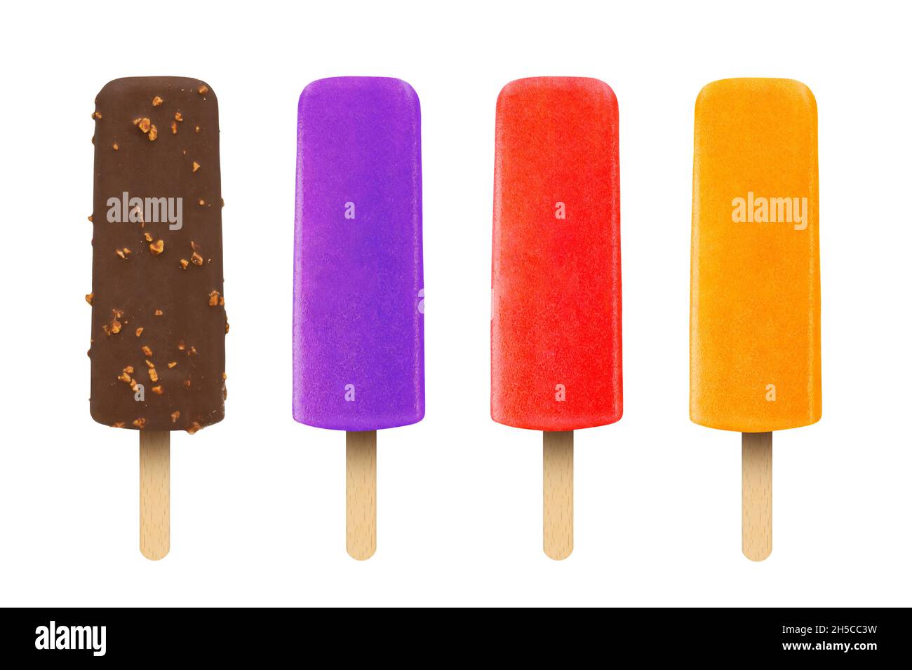 Ice cream popsicles on an isolated white background Stock Photo