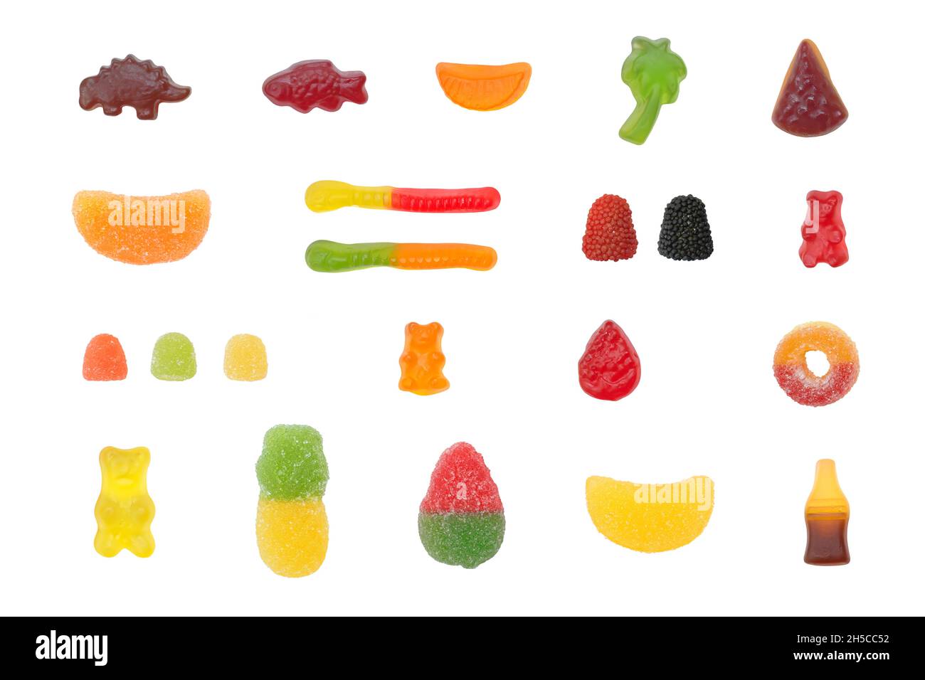 Jelly candy set on isolated white background Stock Photo