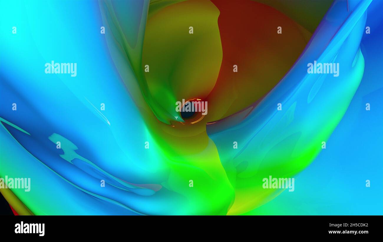 Spiral 3d render surface of abstract waves in space. Pure colorful ...