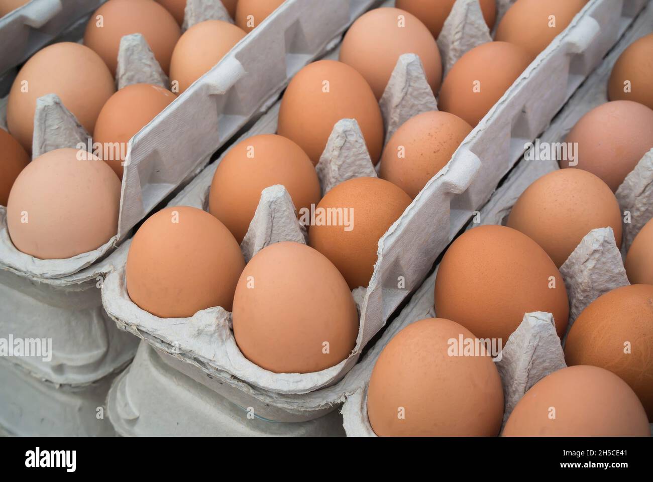 Eggs on Display for Sale Stock Photo