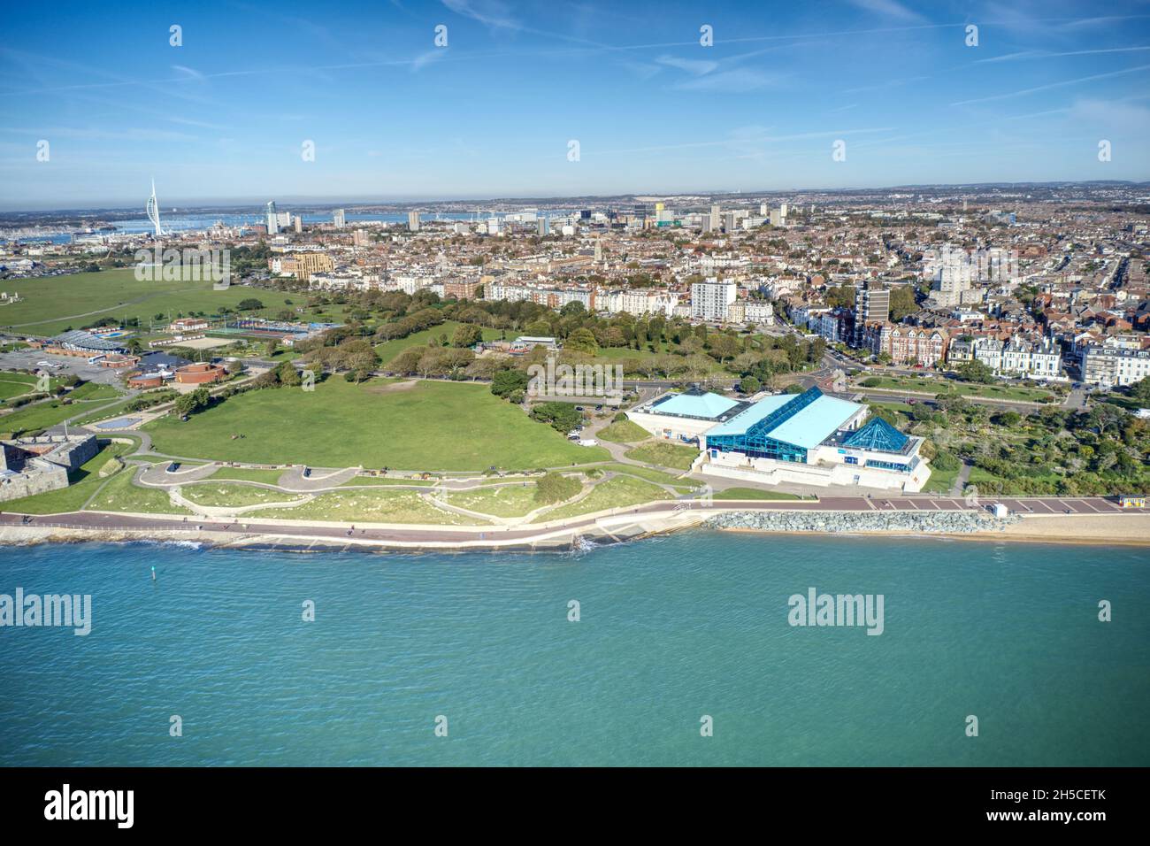 The Pyramid Centre next to the beach on Southsea Seafront with Southsea