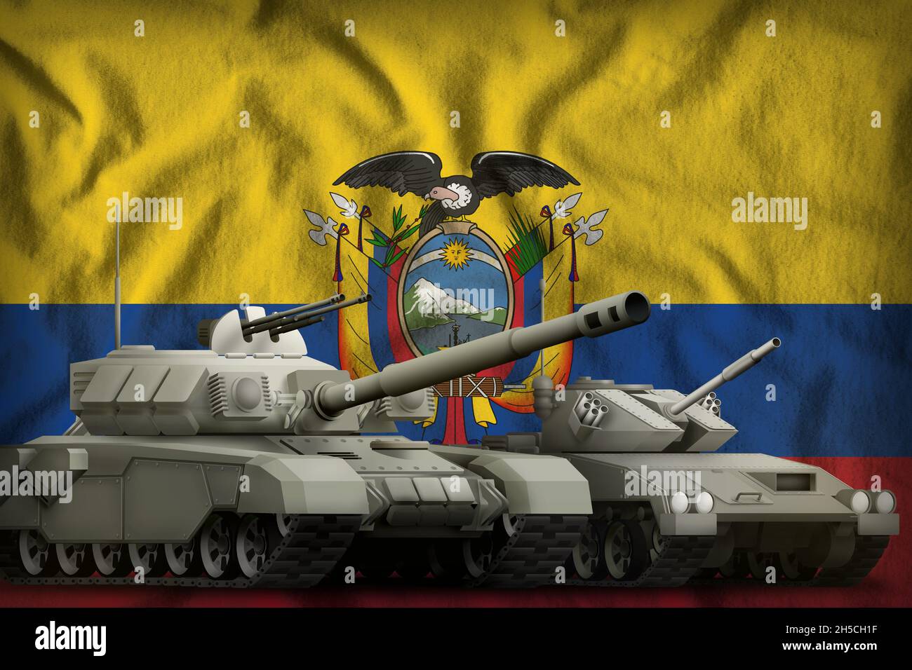 tanks on the Ecuador flag background. Ecuador tank forces concept. 3d ...