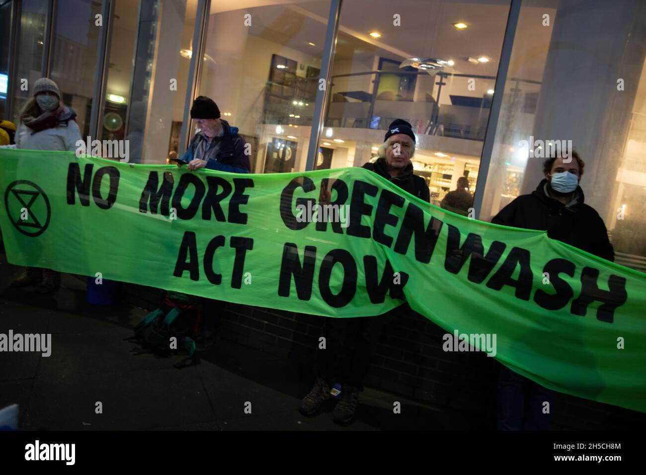 Glasgow, Scotland, UK. Demonstration by protestors outside the 26th United Nations Climate Change Conference, known as COP26, in Glasgow, Scotland, UK, on 8 November 2021. Photo:Jeremy Sutton-Hibbert/Alamy Live News. Stock Photo