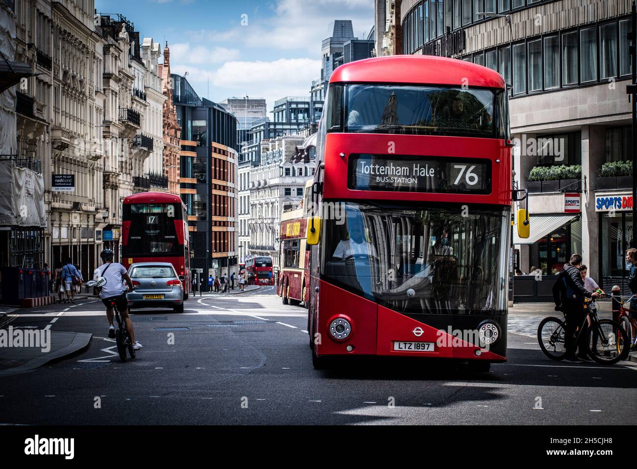 London Buses Street Scene Stock Photo
