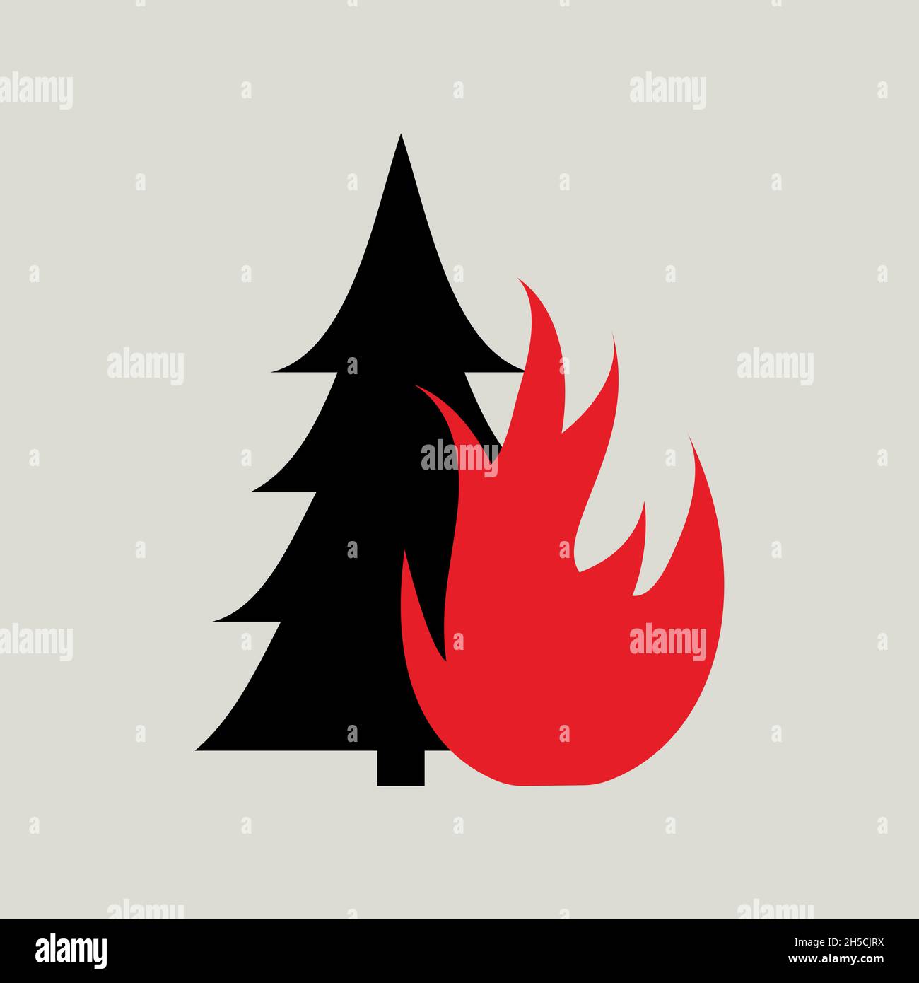 Forest fire symbol, flat minimalist vector illustration Stock Vector