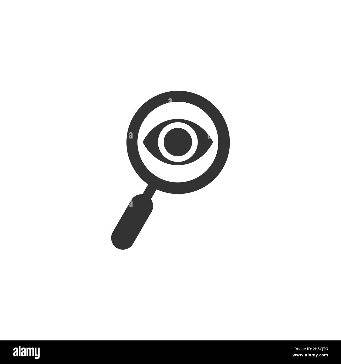 eye in magnification, looking magnifying glass or loupe. searching the information. look close. Stock vector illustration isolated Stock Vector