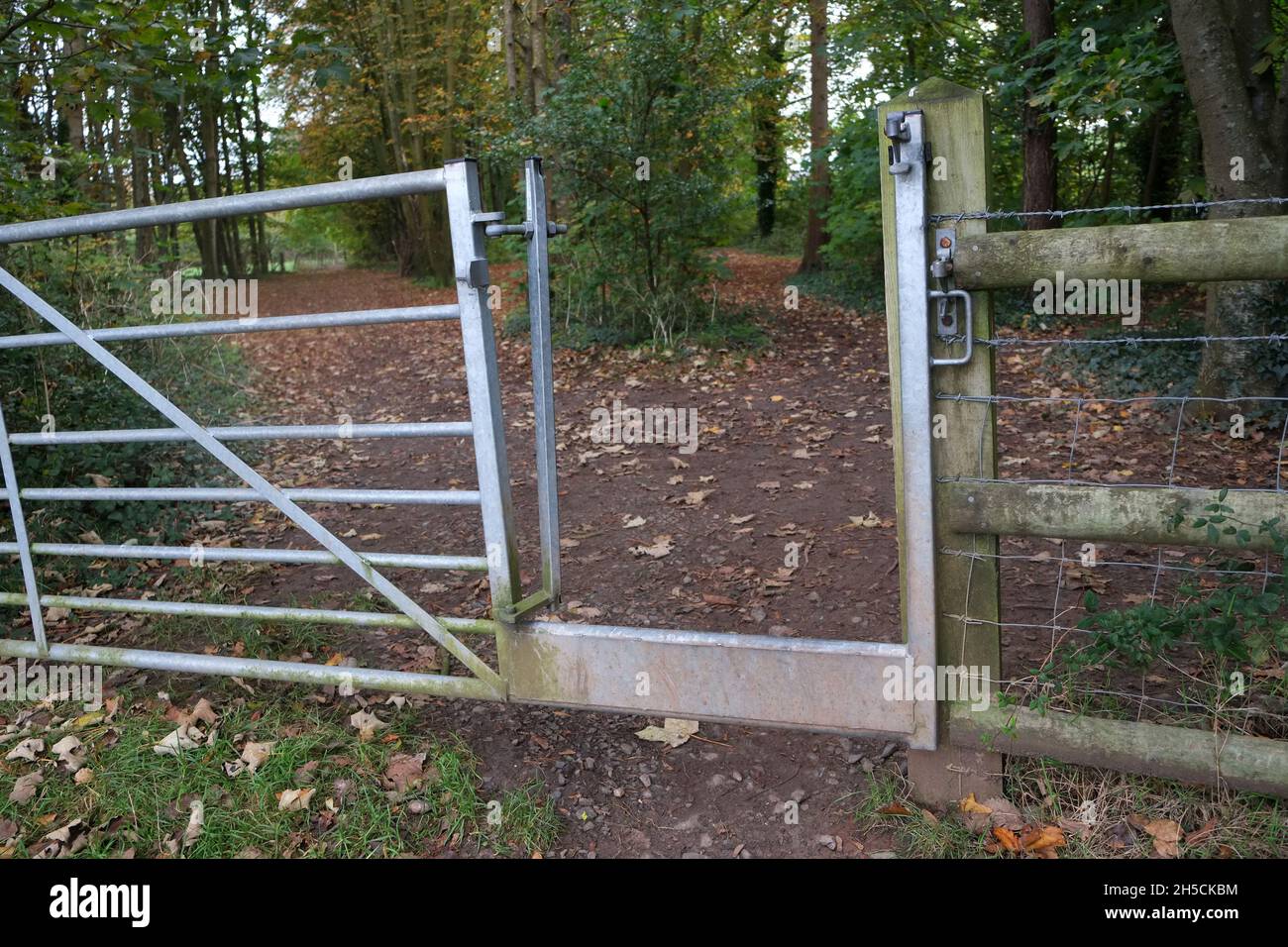 November 2021 - Broken stiles on footpaths and trails around the Somerset village of Cheddar Stock Photo