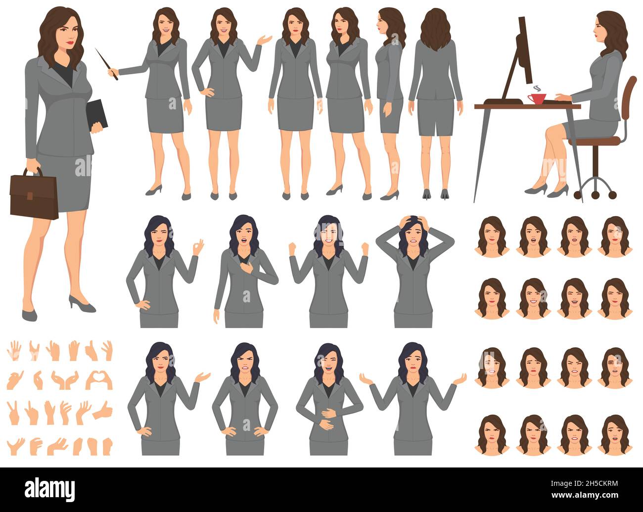 Set of cartoon businesswomen character vector design Stock Vector Image ...