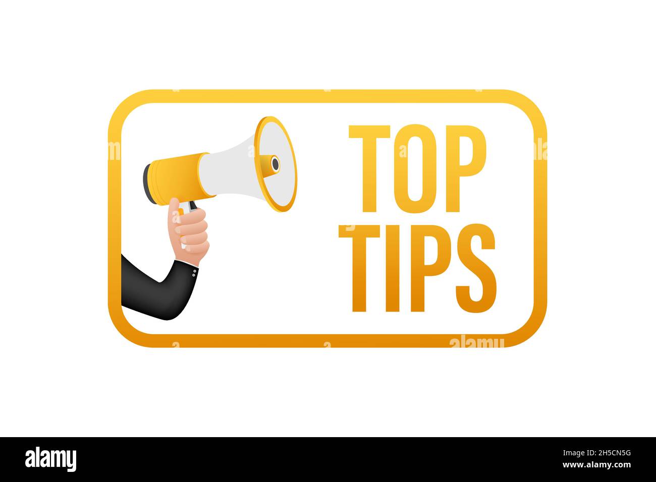 Megaphone banner with text Top tips. Vector illustration Stock Vector