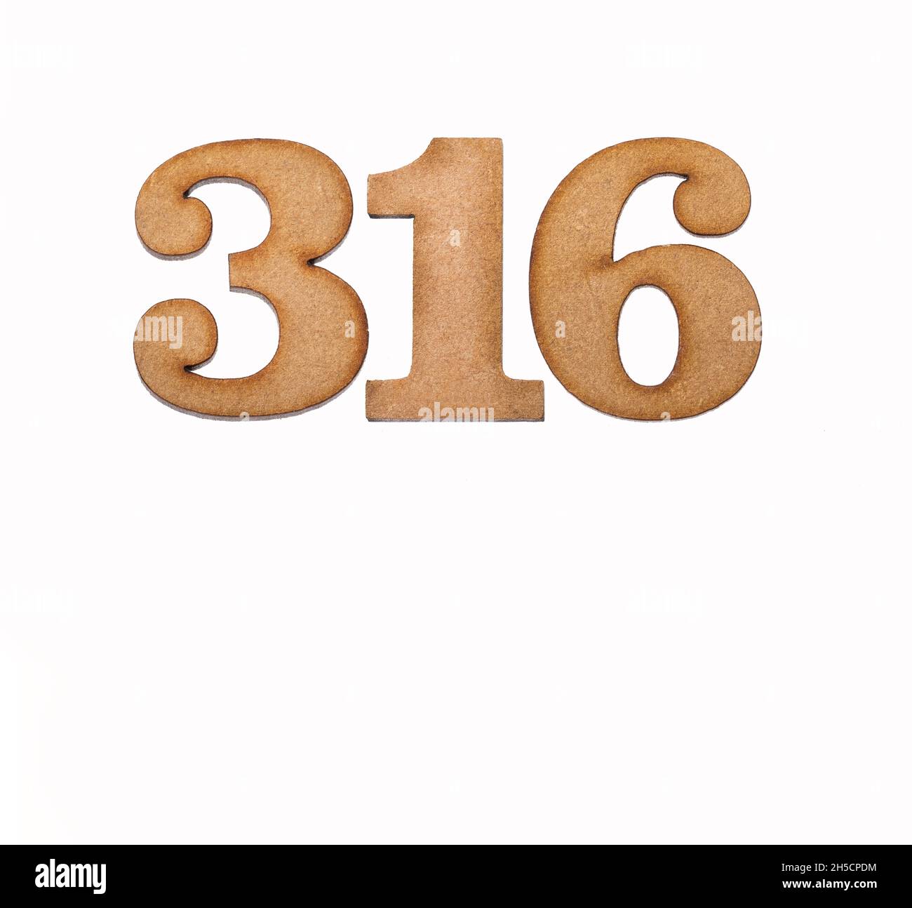 Number 316 in wood, isolated on white background Stock Photo - Alamy
