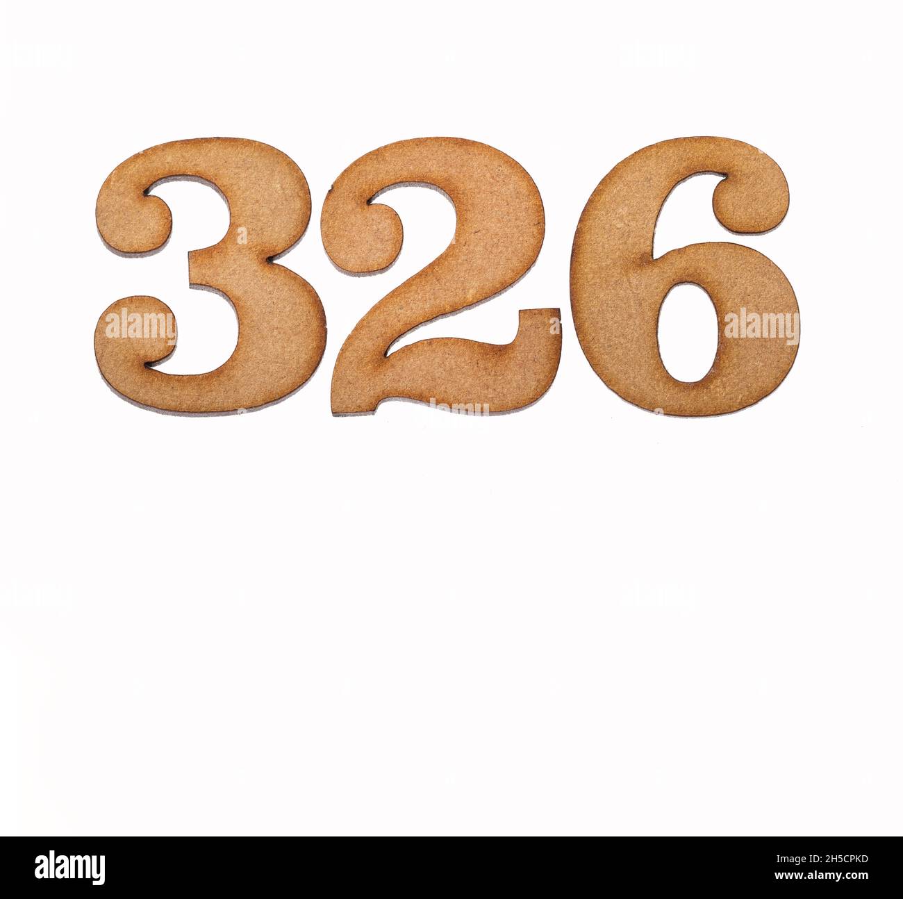 Number 326 in wood, isolated on white background Stock Photo - Alamy