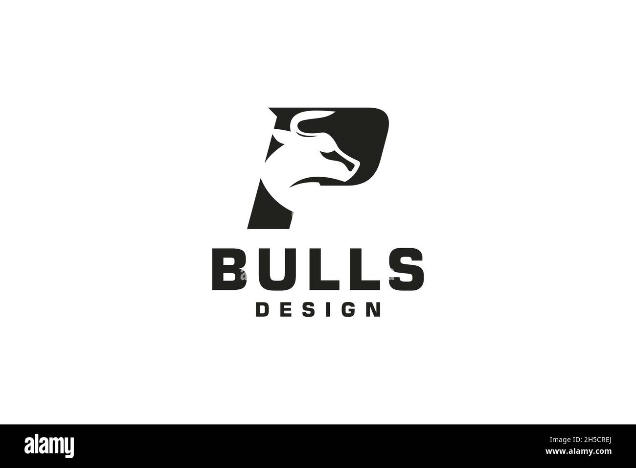 Letter P logo, Bull logo,head bull logo, monogram Logo Design Template Stock Vector