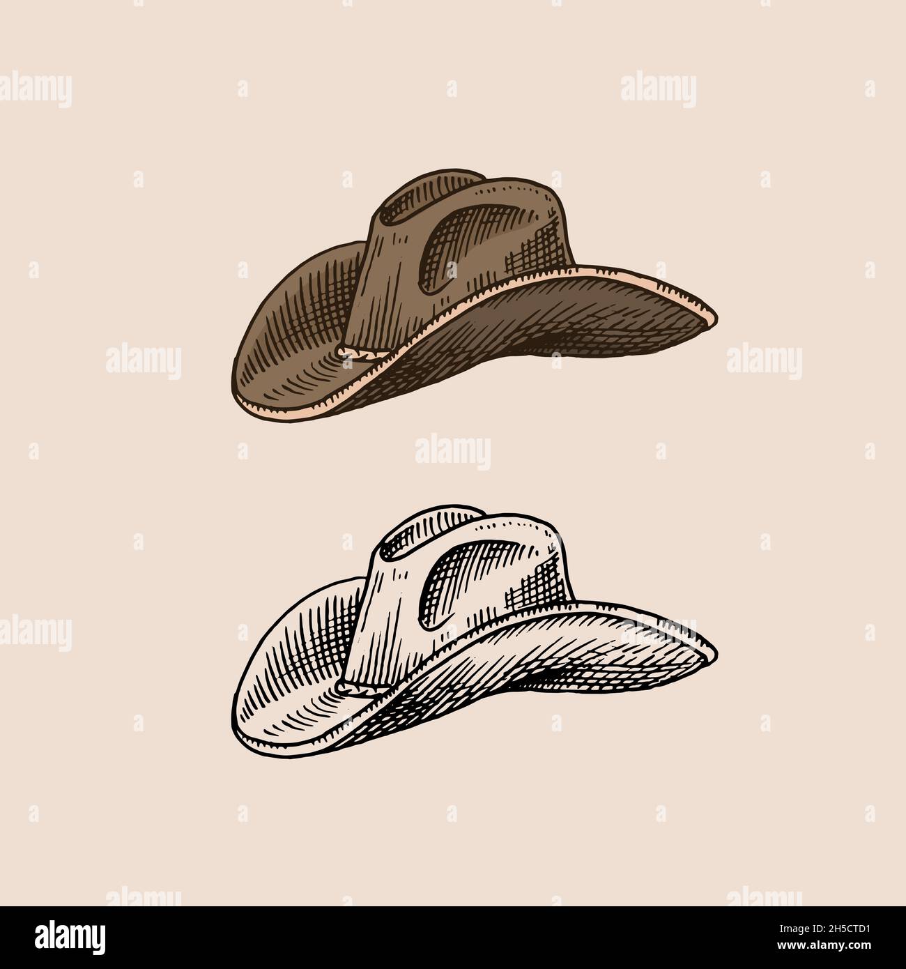 Vintage Hat. The cowboy. Elegant men. Retro fashion. English style. Hand drawn Stock Vector